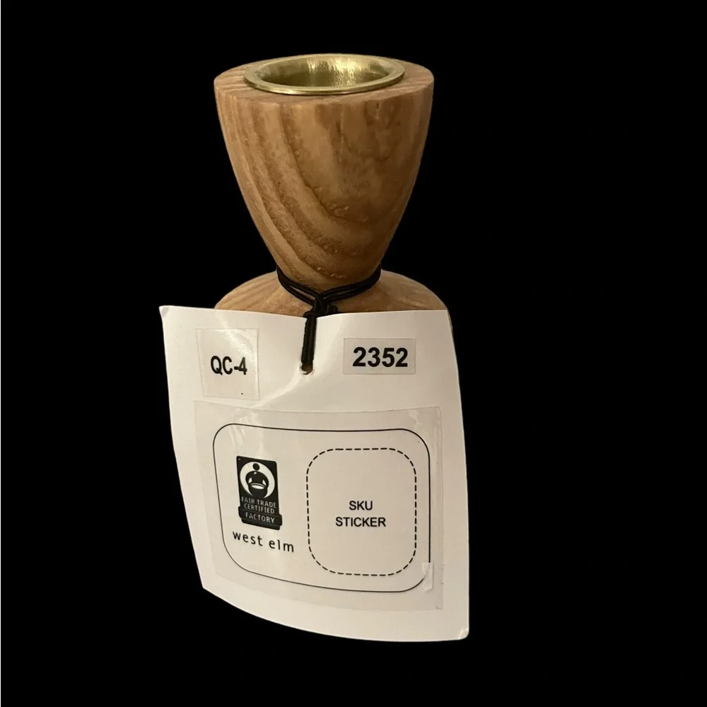 NWT West Elm Wood Taper Candle Stick Holder #2352 ~ Set of 2